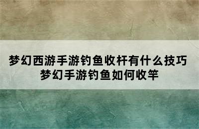 梦幻西游手游钓鱼收杆有什么技巧 梦幻手游钓鱼如何收竿